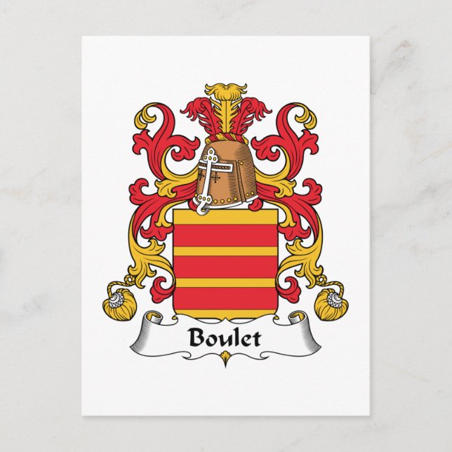 Boulet Family Crest Postcard (Front)