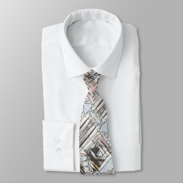 Boulevard-Abstract Geometric Pattern Neck Tie (Tied)