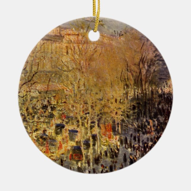 Boulevard des Capucines by Claude Monet, Fine Art Ceramic Ornament (Front)