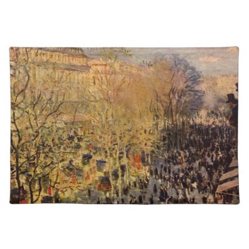 Boulevard des Capucines by Claude Monet Fine Art Cloth Placemat