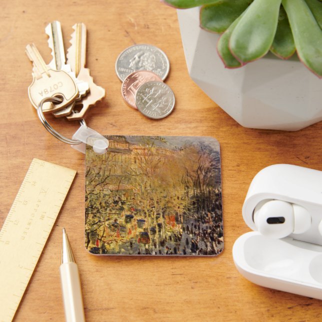 Boulevard des Capucines by Claude Monet, Fine Art Keychain (Desk)