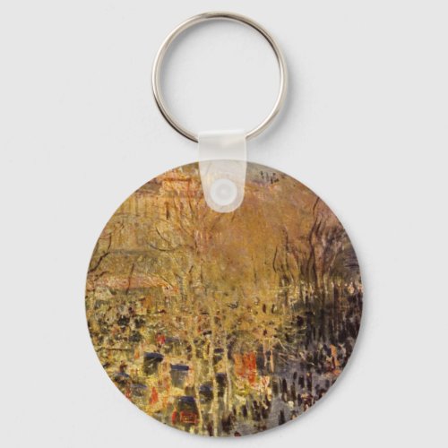 Boulevard des Capucines by Claude Monet Fine Art Keychain