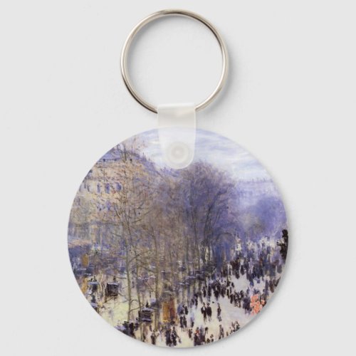 Boulevard des Capucines by Claude Monet Fine Art Keychain