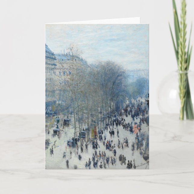 Boulevard des Capucines by Claude Monet Holiday Card (Front)