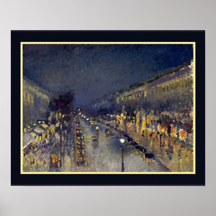 Boulevard Montmarte at Night- Camille Pissarro Poster | Zazzle