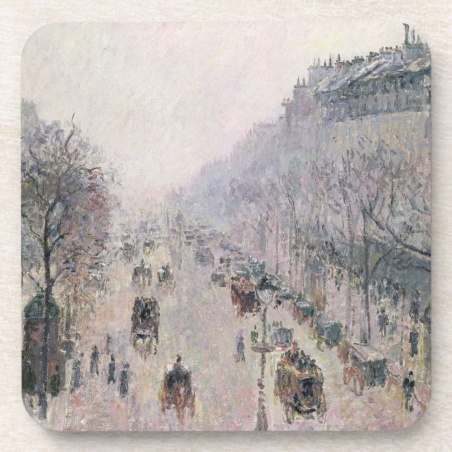 Boulevard Montmartre, 1897 (oil on canvas) Drink Coaster (Front)