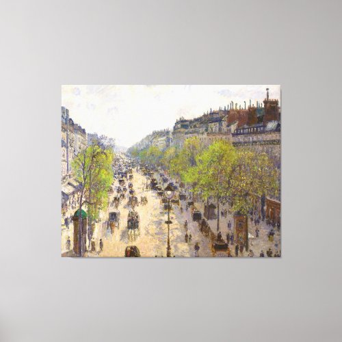 Boulevard Montmartre Spring by Camille Pissarro Canvas Print