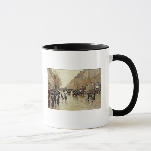 Boulevard Poissonniere in the Rain, c.1885 Mug (Right)