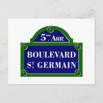 Boulevard Saint-germain  Paris Street Sign Postcard by worldofsigns at Zazzle