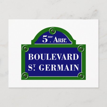 Boulevard Saint-germain, Paris Street Sign Postcard