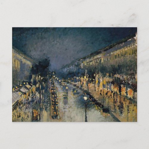 Boulevarde Montmartre at Night   Camille Pissarro Postcard