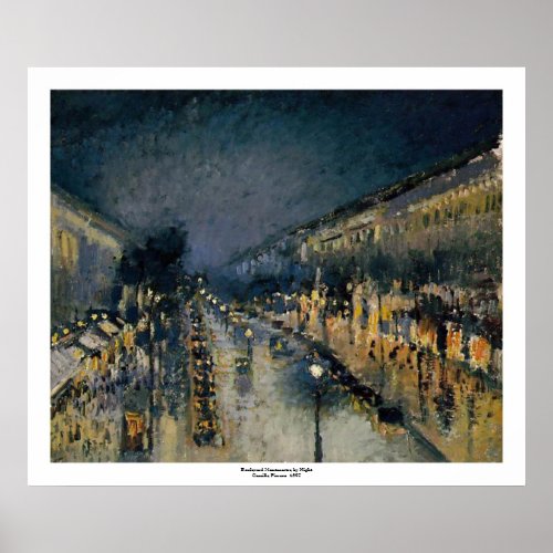 Boulevarde Montmartre at Night   Camille Pissarro Poster