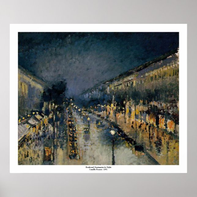 Boulevarde Montmartre at Night  ~ Camille Pissarro Poster (Front)