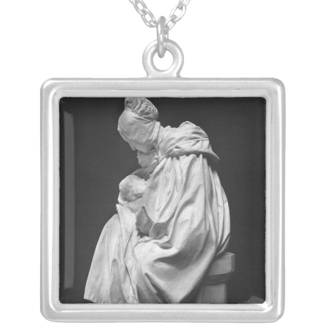 Boulonnaise Woman Feeding her Child Silver Plated Necklace (Front)