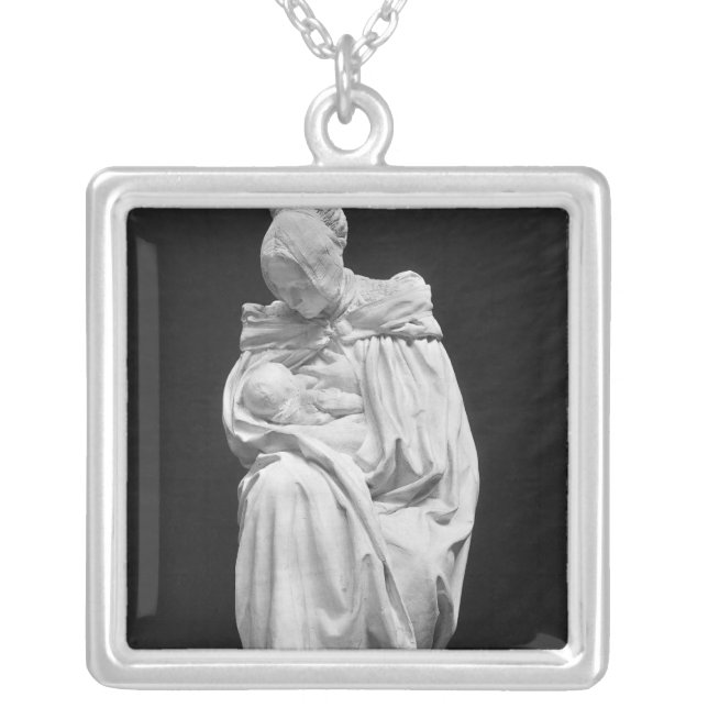 Boulonnaise Woman Feeding her Child Silver Plated Necklace (Front)