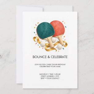 Bounce and Celebrate Table Tennis Birthday Invitation