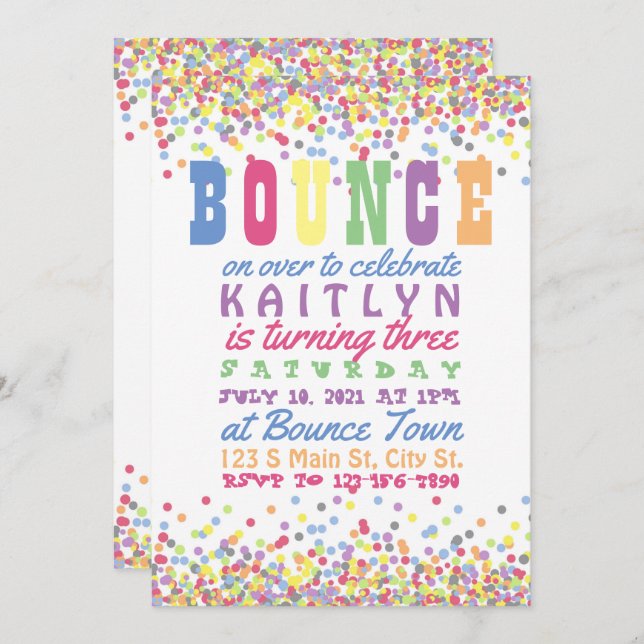 Bounce birthday invitation (Front/Back)