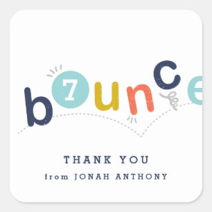 Bounce birthday party thank you square sticker