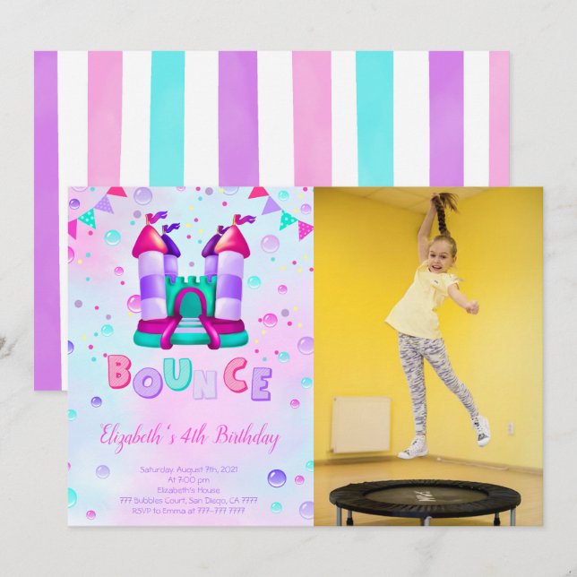 Bounce Birthday Photo Invitation (Front/Back)