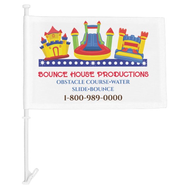 BOUNCE BOUNCY HOUSE BIRTHDAY PARTY Business Sign Car Flag (Front)