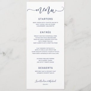 Bounce Calligraphy Swirly (Navy Blue) Wedding Menu
