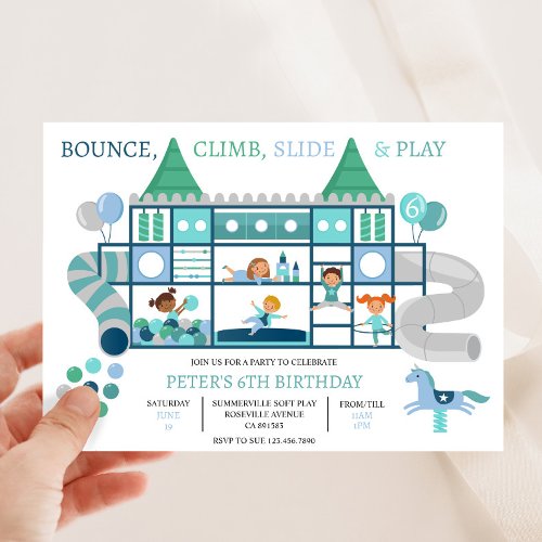 Bounce climb play Birthday Party Invitation