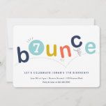 Bounce Colorful Modern Kids Birthday Party Invitation<br><div class="desc">This bounce birthday party invitation features bouncing letters in navy blue,  aqua,  yellow and orange with the editable age in the O. Click edit to customize.</div>