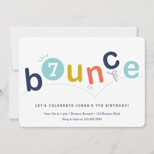 Bounce Colorful Modern Kids Birthday Party Invitation