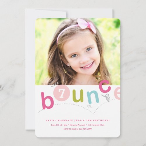 Bounce Girls Birthday Party Invitation