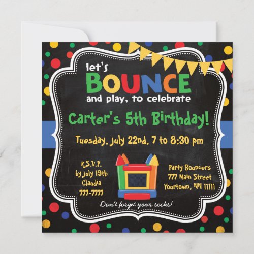 Bounce House and Inflatables Birthday Invitation