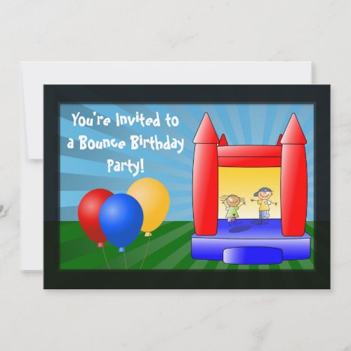 Bounce House Balloons Birthday Party Invitation