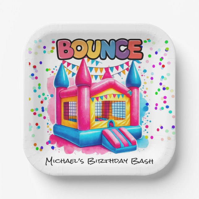 Bounce House Birthday Bash Paper Plates (Front)