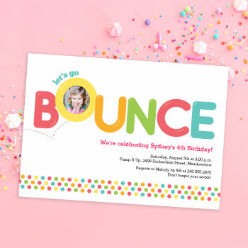 Bounce House Birthday Invitation Photo Card Pink by JAmberDesign at Zazzle