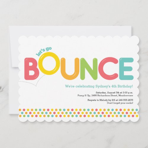 Bounce House Birthday Invitation Pink  Aqua