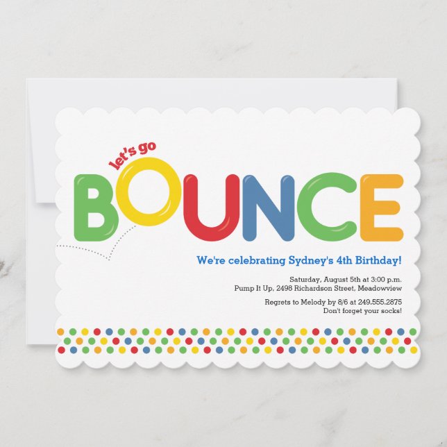 Bounce House Birthday Invitation Red & Blue (Front)