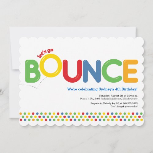 Bounce House Birthday Invitation Red  Blue