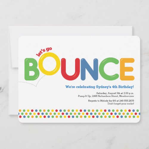 Bounce House Birthday Invitation Red  Blue
