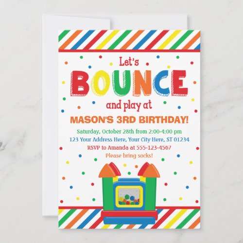 Bounce House Birthday Invitation with Envelopes