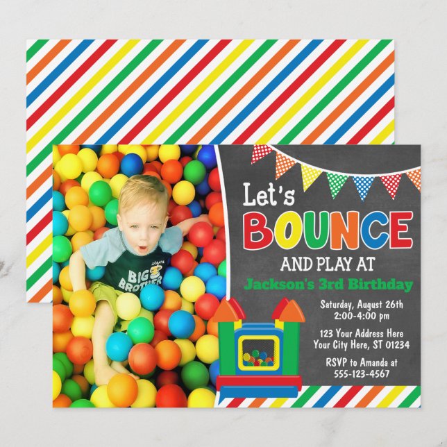 Bounce House Birthday Invitation with Photo (Front/Back)