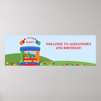 Bounce House Birthday Party Banner Poster by SpecialOccasionCards at Zazzle