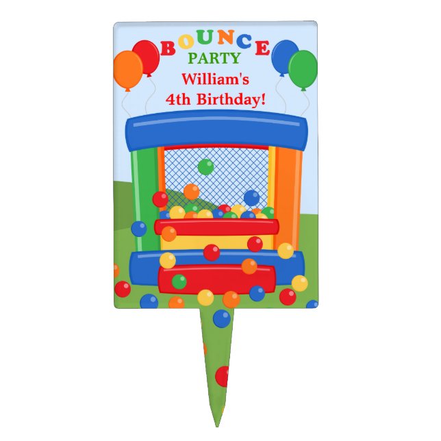Bounce House Birthday Party Cake Topper (Front)
