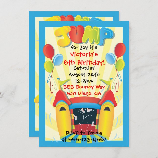 Bounce House BIrthday Party Invitation (Front/Back)