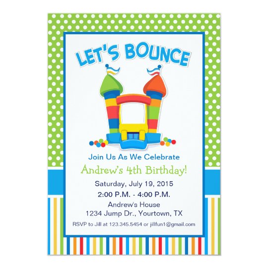 Bounce House Birthday Party Invitation | Zazzle.com