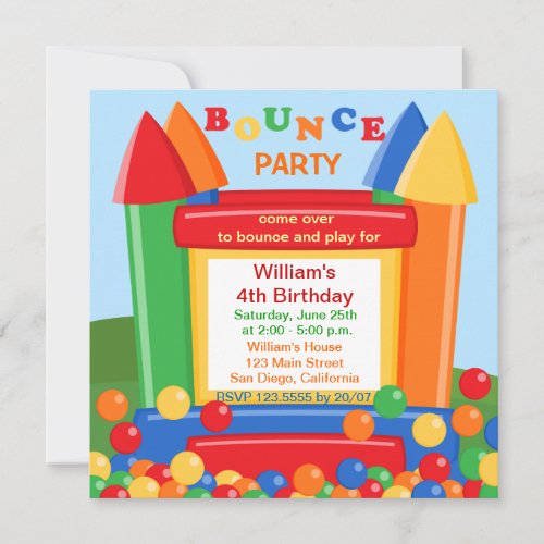 Bounce House Birthday Party Invitation