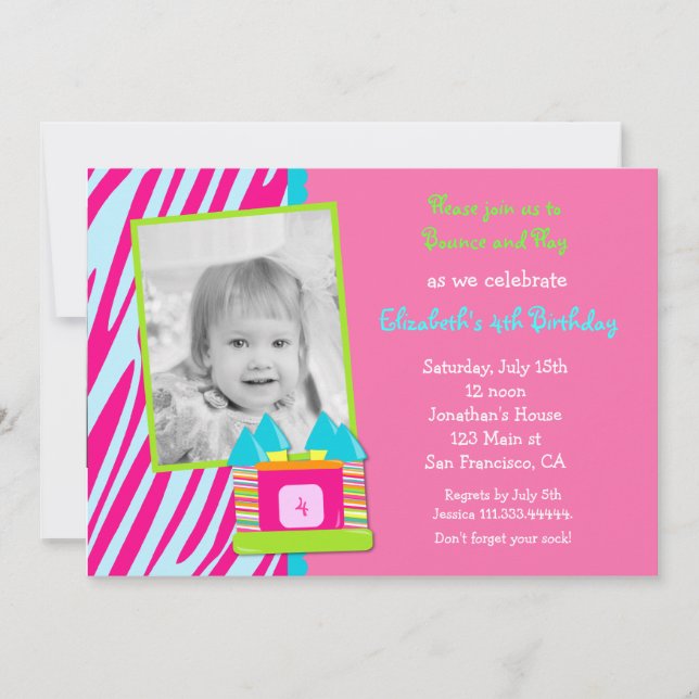 Bounce House Birthday Party invitation (Front)