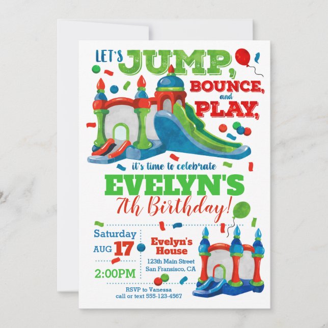 Bounce House Birthday Party Invitation (Front)
