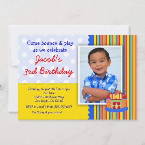 Bounce House Birthday Party Invitation Boy