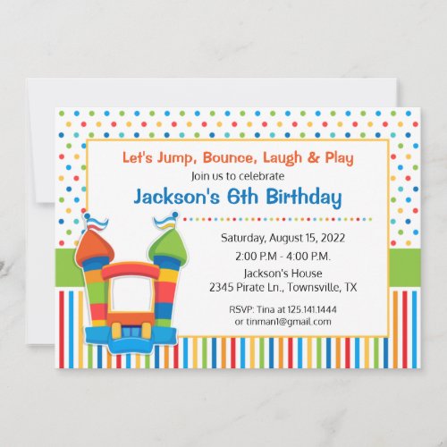 Bounce House Birthday Party Invitation Jump