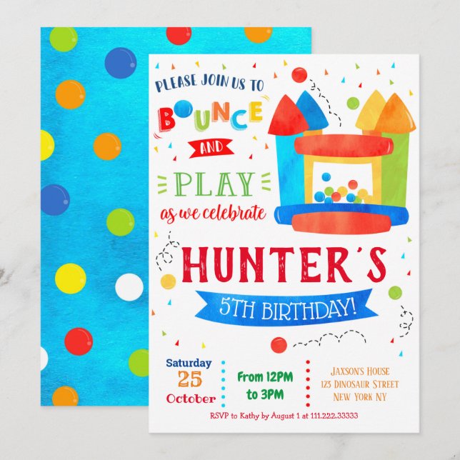Bounce House Birthday Party Invitations (Front/Back)