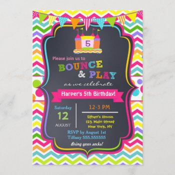Bounce House Birthday Party Invitations Girl by SugarPlumPaperie at Zazzle